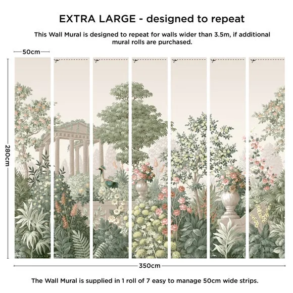 Landscape Garden Wall Mural - Green, Non-Woven