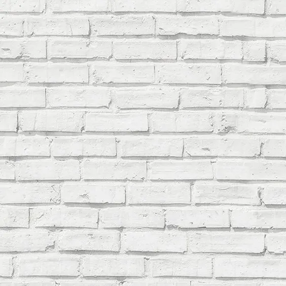 Brick Pattern Wall Covering - White, Vinyl