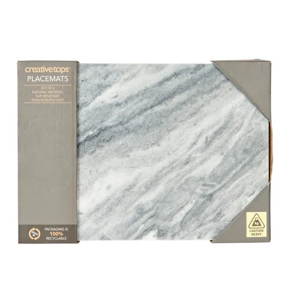 Set of 2 Placemats - White, Marble