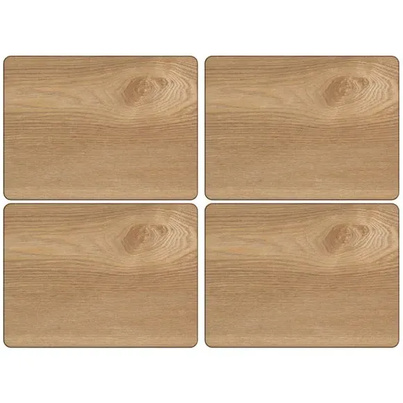 Set of 4 Placemats - Brown, Oak Veneer