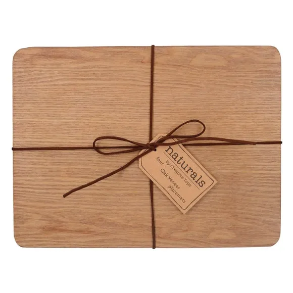 Set of 4 Placemats - Brown, Oak Veneer