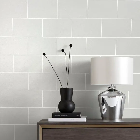 Brick Effect Wallpaper - Grey, Textured image