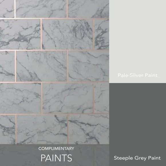 Brick Marble Wallpaper - Charcoal