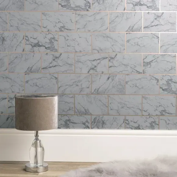 Brick Marble Wallpaper - Charcoal
