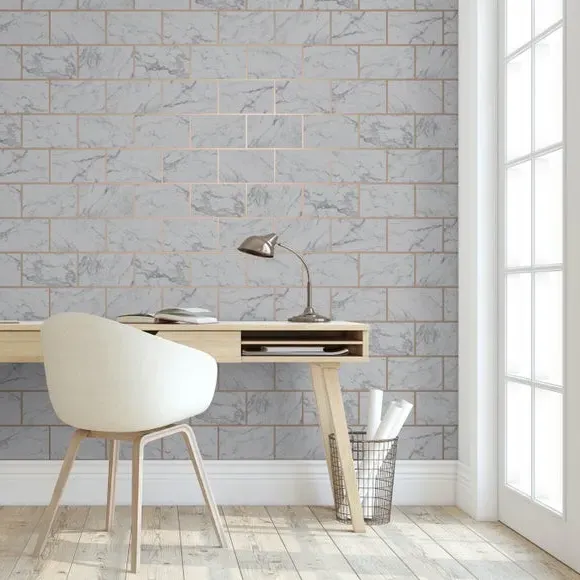 Brick Marble Wallpaper - Charcoal