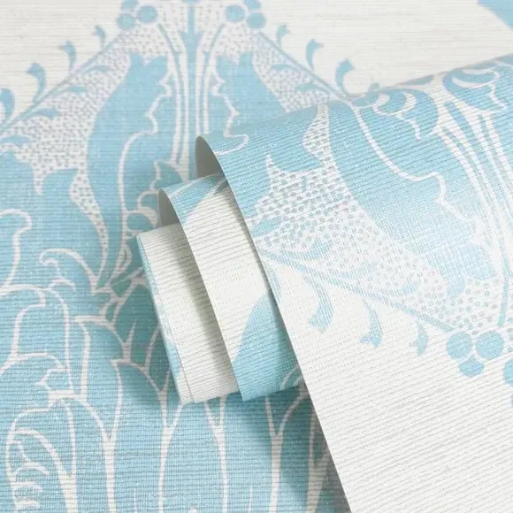 Damask Wallpaper - Blue, Matt Finish