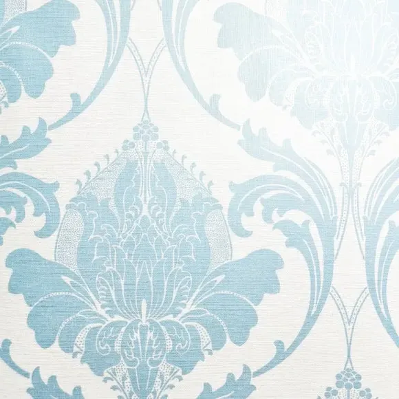 Damask Wallpaper - Blue, Matt Finish