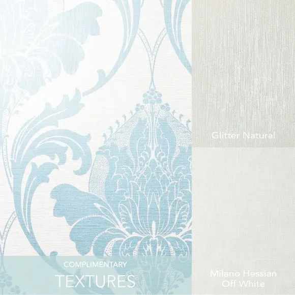 Damask Wallpaper - Blue, Matt Finish