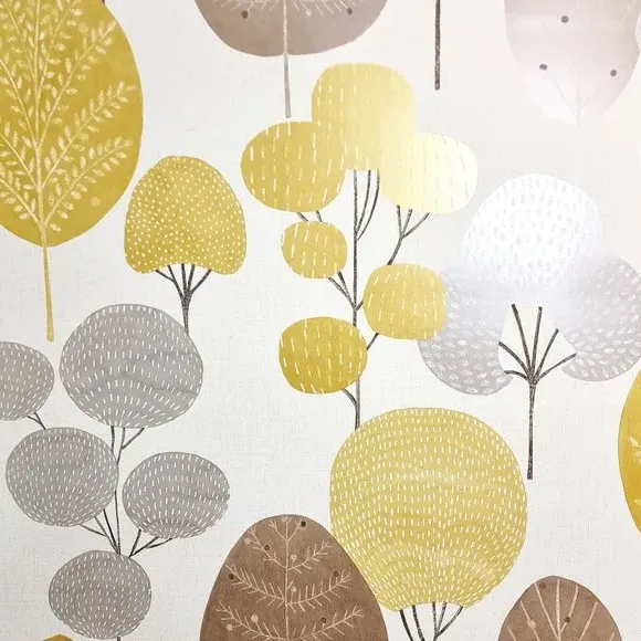 Forest Design Wallpaper - Mustard, Textured