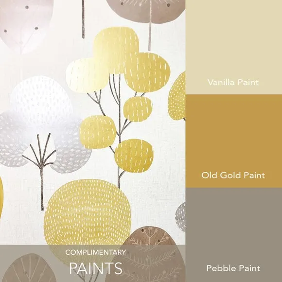 Forest Design Wallpaper - Mustard, Textured
