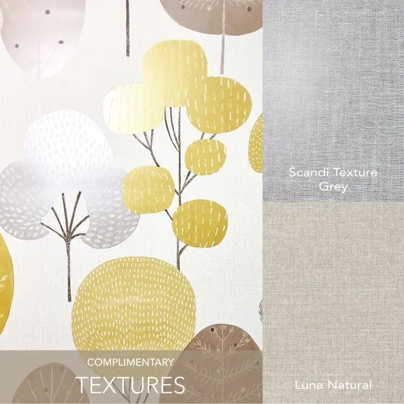Forest Design Wallpaper - Mustard, Textured