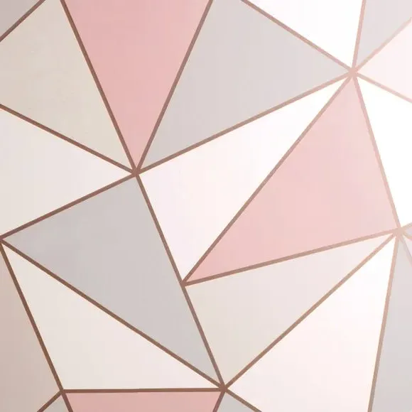 Geometric Wallpaper - Rose Gold, Metallic