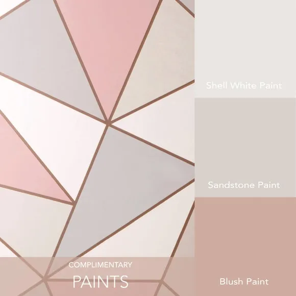 Geometric Wallpaper - Rose Gold, Metallic