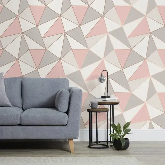 Geometric Wallpaper - Rose Gold, Metallic image