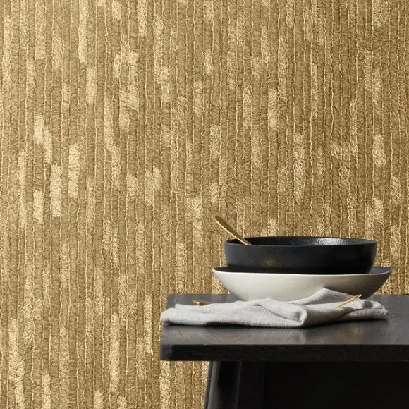 Leather Texture Wallpaper - Gold, Vinyl