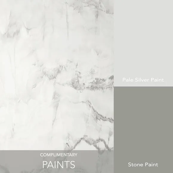 Marble Pattern Wallpaper - Silver, Metallic