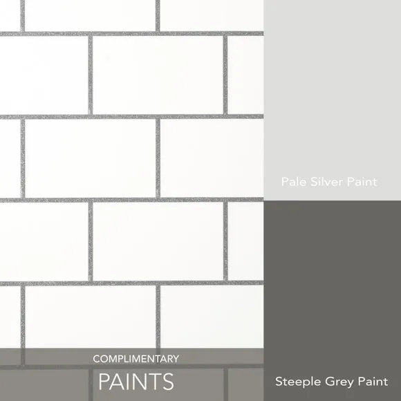 Metro Tile Effect Wallpaper - White, Vinyl