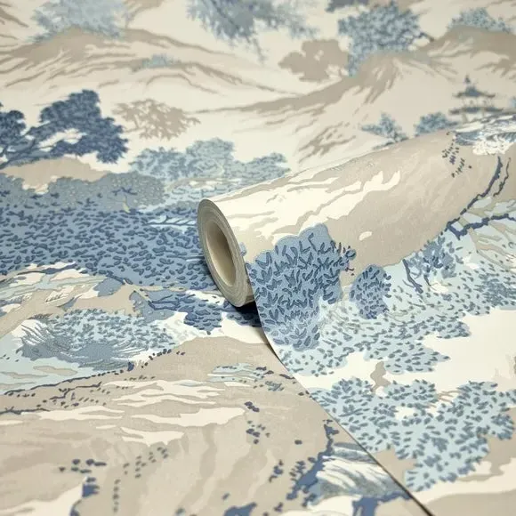 Oriental Landscape Wallpaper - Blue