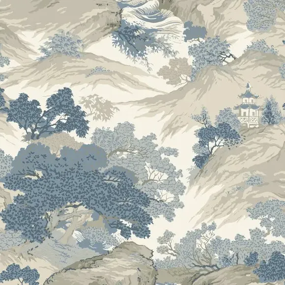 Oriental Landscape Wallpaper - Blue