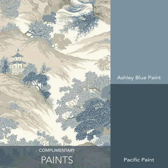 Oriental Landscape Wallpaper - Blue
