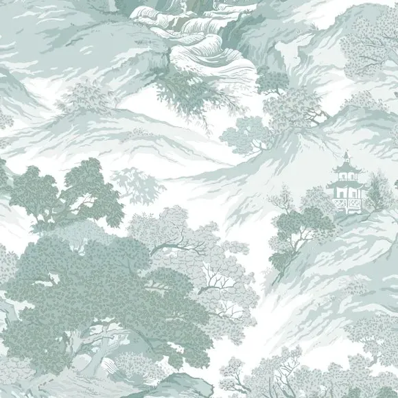 Oriental Landscape Wallpaper - Green
