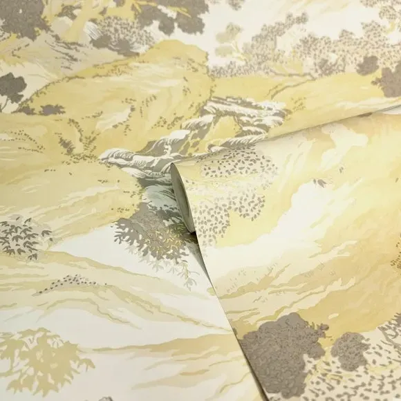 Oriental Landscape Wallpaper - Yellow