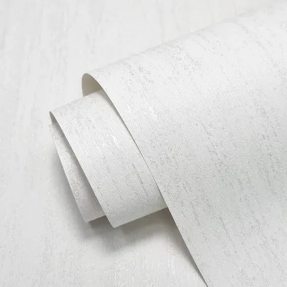Striped Wallpaper with Glitter - White