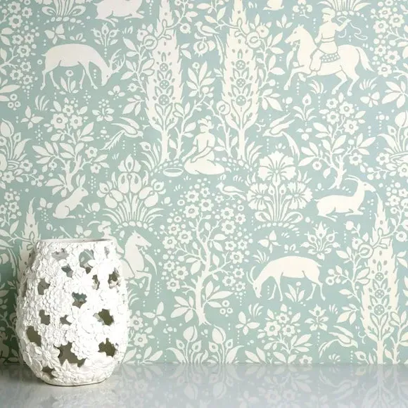 Woodland Wallpaper with Matt Finish - Duck Egg image