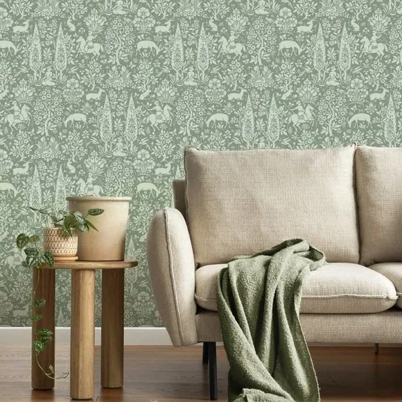 Woodland Wallpaper with Matt Finish - Green