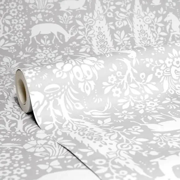 Woodland Wallpaper with Matt Finish - Grey