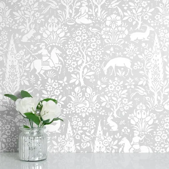 Woodland Wallpaper with Matt Finish - Grey