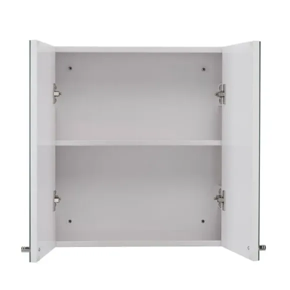 2-Door Cabinet with Mirror - White, Steel