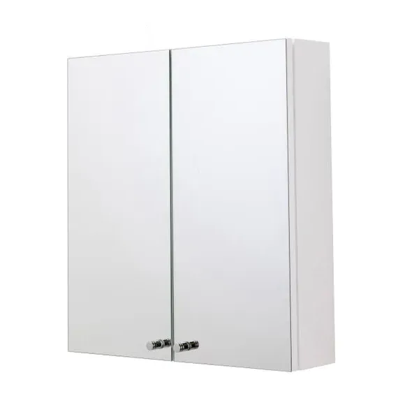 2-Door Cabinet with Mirror - White, Steel