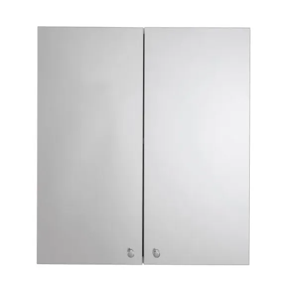 2-Door Cabinet with Mirror - White, Steel image