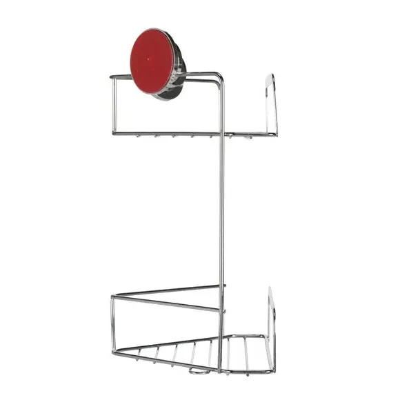 2-Tier Corner Basket with Suction Mount - Silver