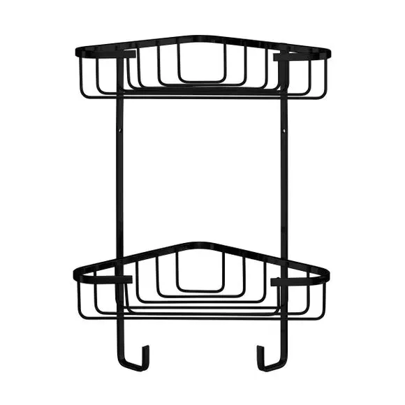 2-Tier Corner Caddy with Wall Mount - Black