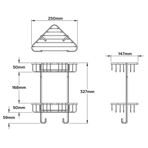 2-Tier Corner Caddy with Wall Mount - Black