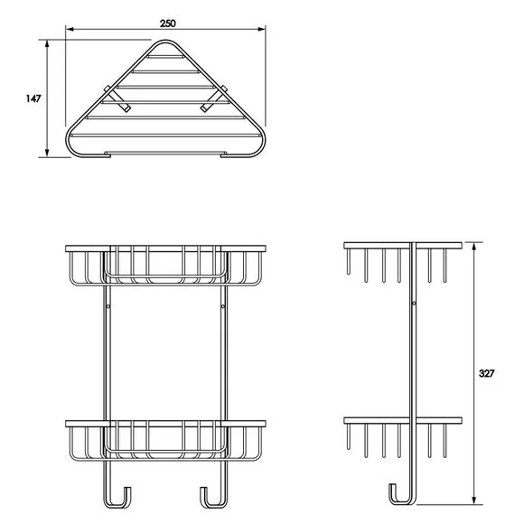 2-Tier Corner Caddy with Wall Mount - Silver