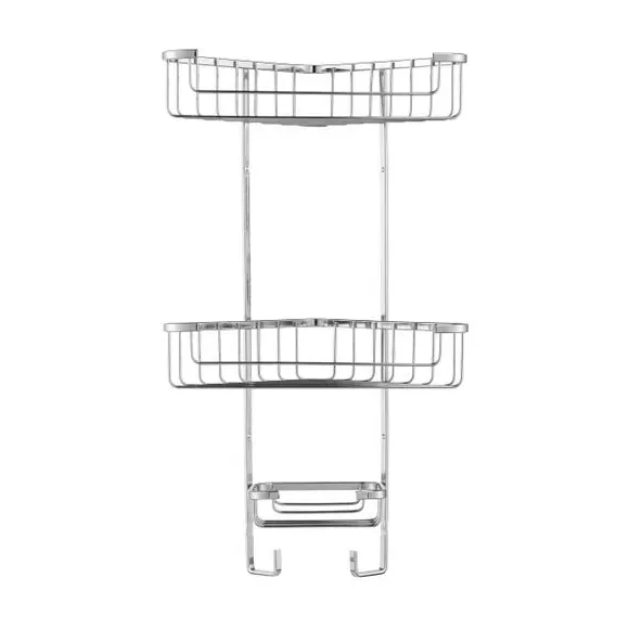 3-Tier Corner Caddy with Hooks - Silver, Steel