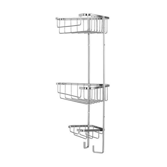 3-Tier Corner Caddy with Hooks - Silver, Steel