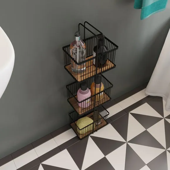 3-Tier Storage Caddy with Handle - Black, Steel