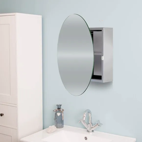Circular Cabinet with Mirror - Steel