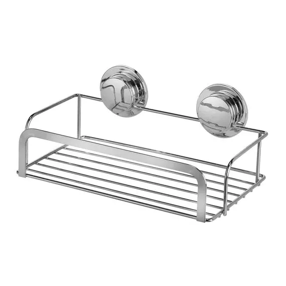 Cosmetic Basket with Suction Mount - Silver
