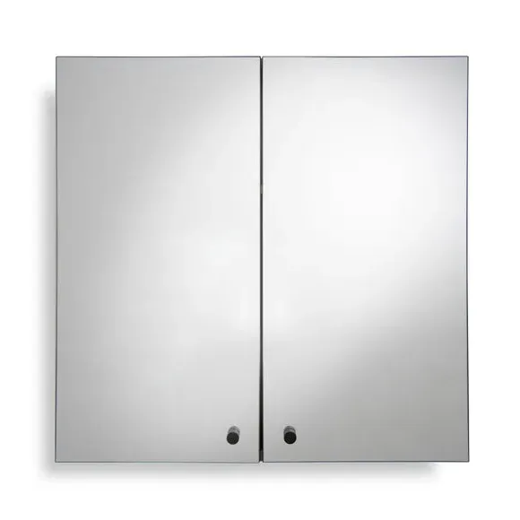 Double Cabinet with Mirrored Doors - Black, Teak