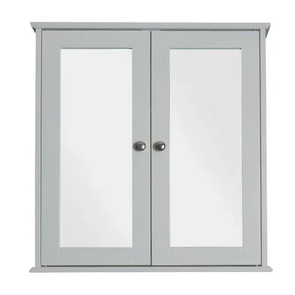 Double Door Cabinet with Mirror - Grey, Wood