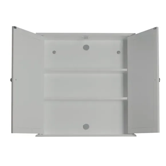Double Door Cabinet with Mirror - Grey, Wood