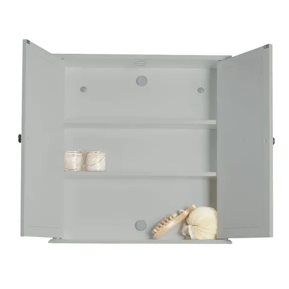 Double Door Cabinet with Mirror - Grey, Wood