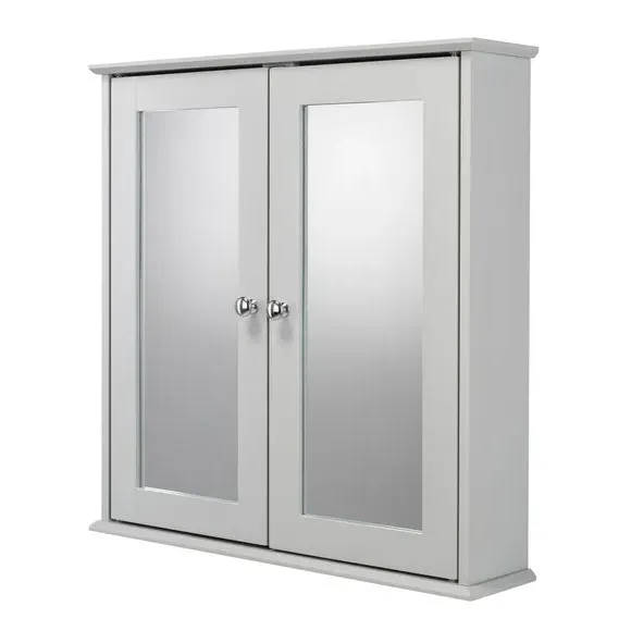 Double Door Cabinet with Mirror - Grey, Wood
