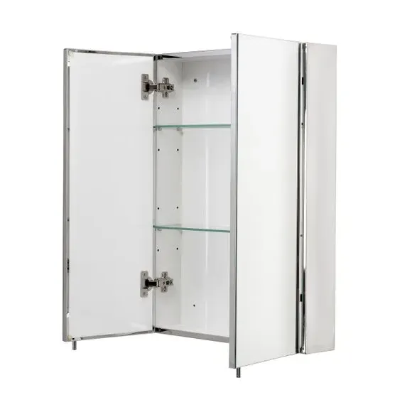 Double Door Cabinet with Mirror - Steel