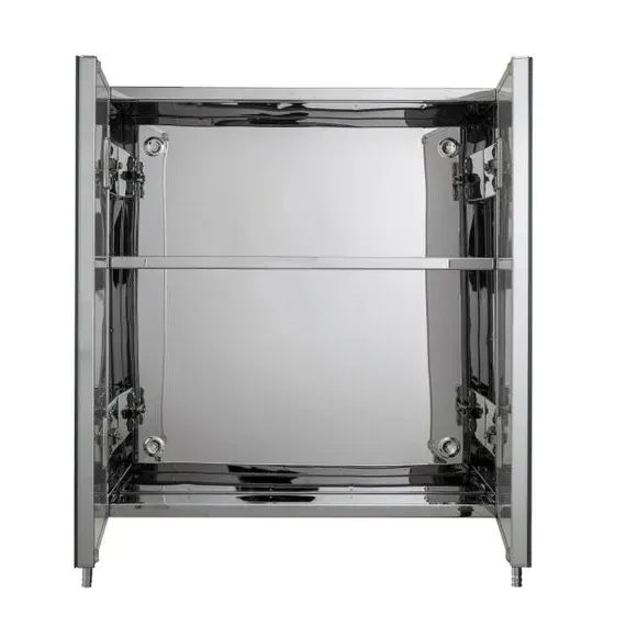 Double Door Cabinet with Mirror - Steel